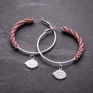 Cincinnati Reds Hoop Earrings Featuring Red Crystals